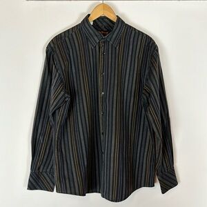 Ben Sherman 100% cotton black striped button down shirt size 3 / L large
